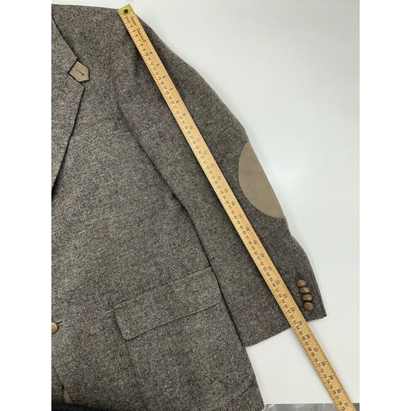 Farah Mens Suit Coat Size 42L Brown Elbow Patch Double Button Up VTG - Picture 10 of 12